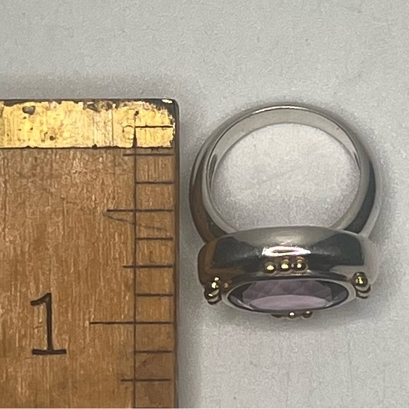 Sterling silver & 18kt gold accented amethyst ring! 7.5 - Picture 3 of 4